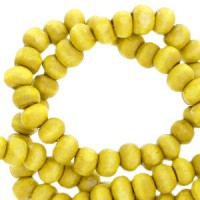 Maak sieraden met een " Nature look" met deze Houten Kralen rond 4mm Lemon yellow, combineer ze eventueel met andere nature producten zoals leer en kokos kralen en maak de leukste combinaties